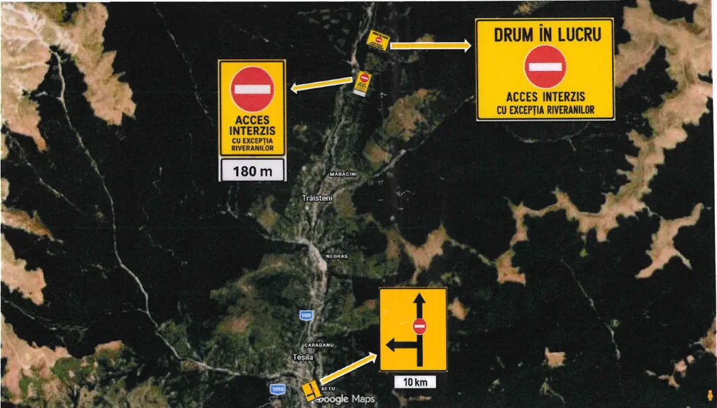 Restricții de circulație pe DJ 102I 2 Panou restrictii circulatie DJ102i